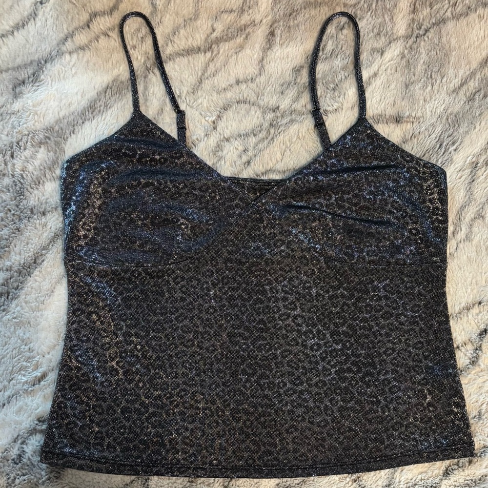 Wild Fable Black Sequin Camisole leopard
